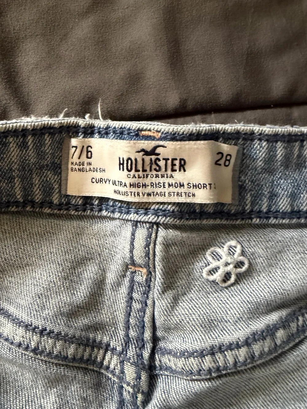 Hollister Light Blue Embroidered Denim Shorts